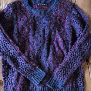 Revolve Ash Rain + Oak Cable Knit Sweater in Blue and Purple